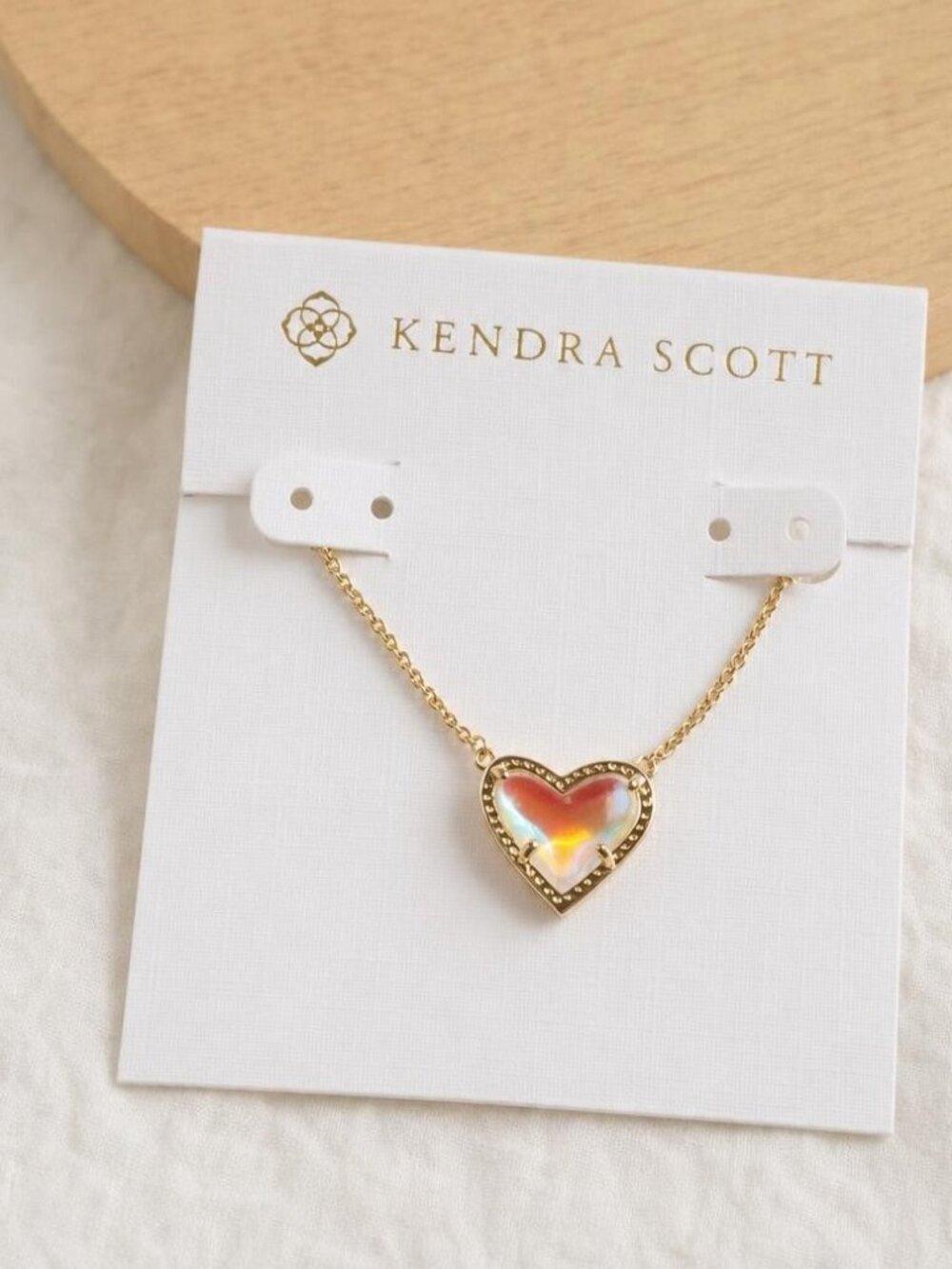 Kendra Scott Ari Heart Gold Dichroic Glass Pendant Necklace